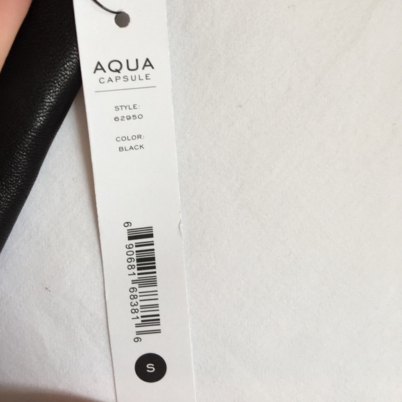 Aqua Capsule Black Leather Asymmetric Zipper Skirt - Picture 4 of 5